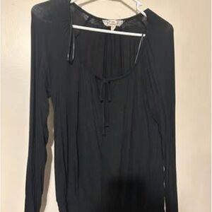 Pink Republic Black Tie Front Blouse